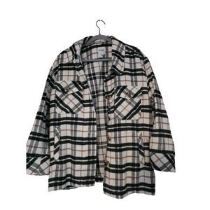 Kensie Jeans Women's Large Black Plaid Shacket Flannel NormCore Cozy Coat Jacket